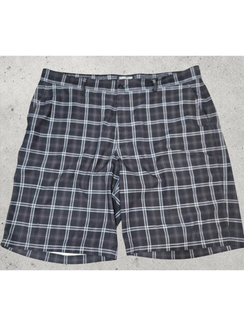 Kirkland Signature Plaid Casual Shorts Flat Front Stretch Chino